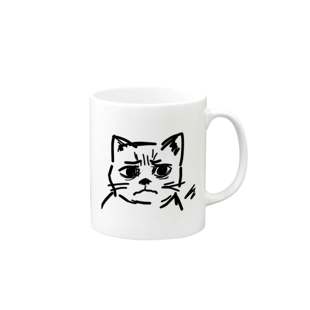 CODYの訝しげな顔の猫 Mug :right side of the handle