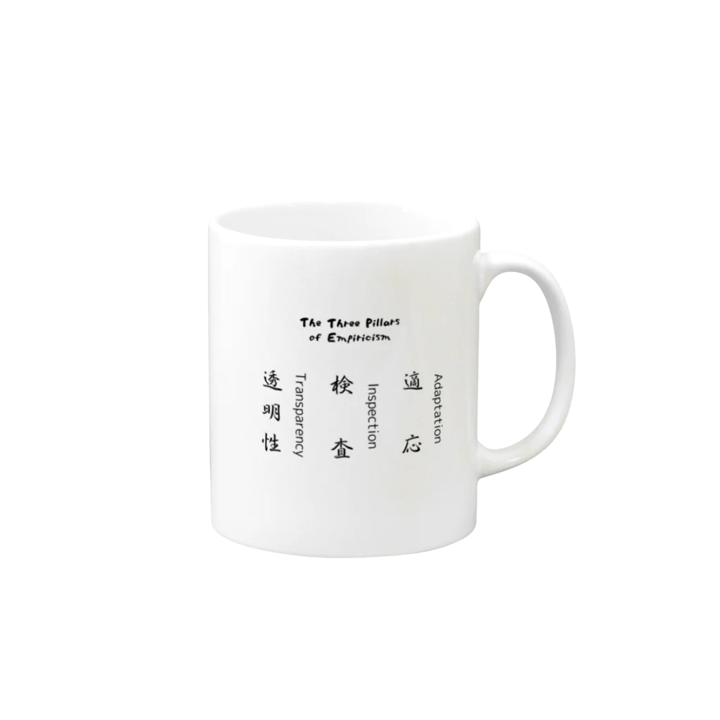 agile-goodsのスクラムの三本柱 (背面 + 正面デザイン ) Mug :right side of the handle