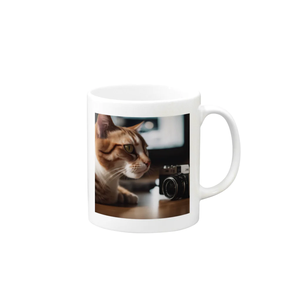 yura6200の猫ちゃん　v8 Mug :right side of the handle