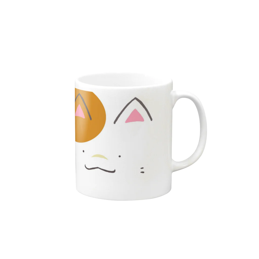 もふもふ堂のかわいいキャリコのにゃグカップ Mug :right side of the handle