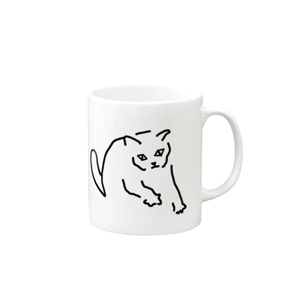 ののの猫屋敷の【ふみふみ】 Mug :right side of the handle