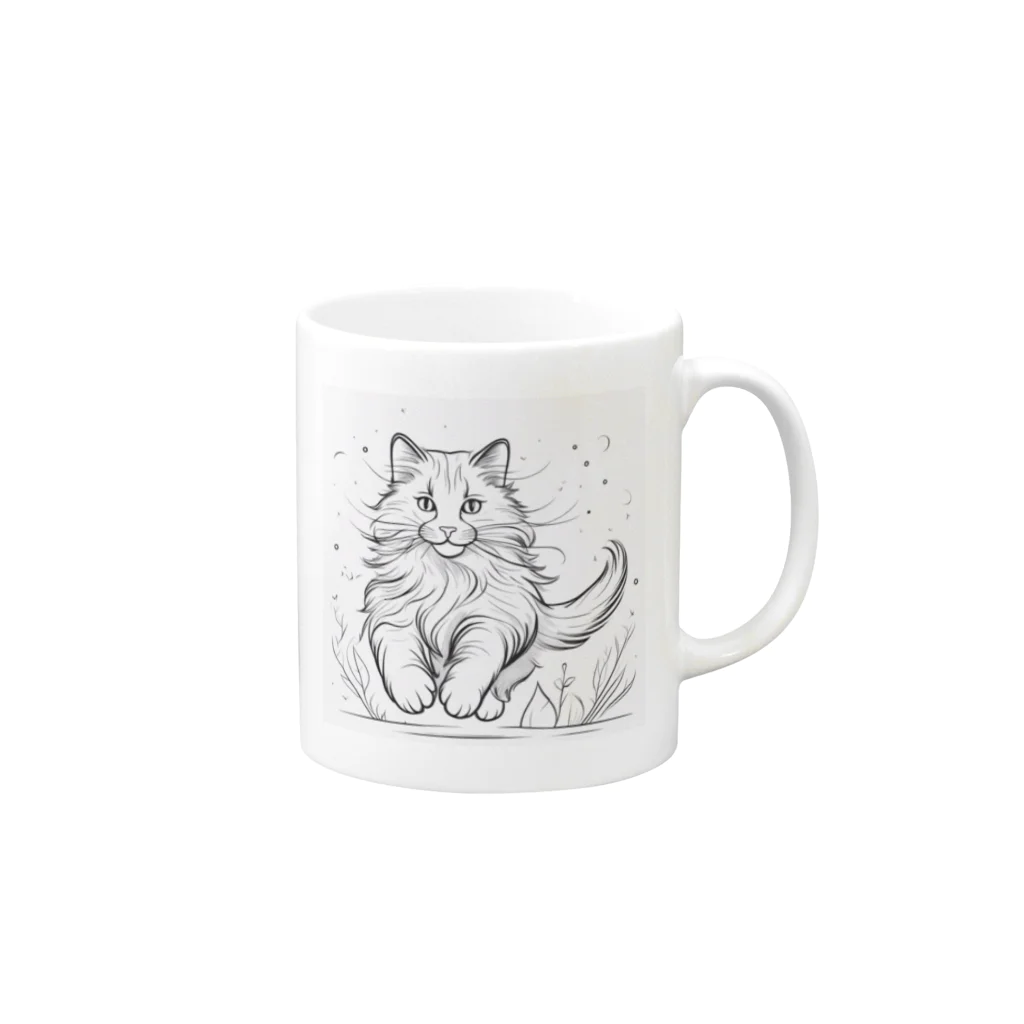 どうぶつやのノルウェージャンフォレストキャット      猫で Mug :right side of the handle