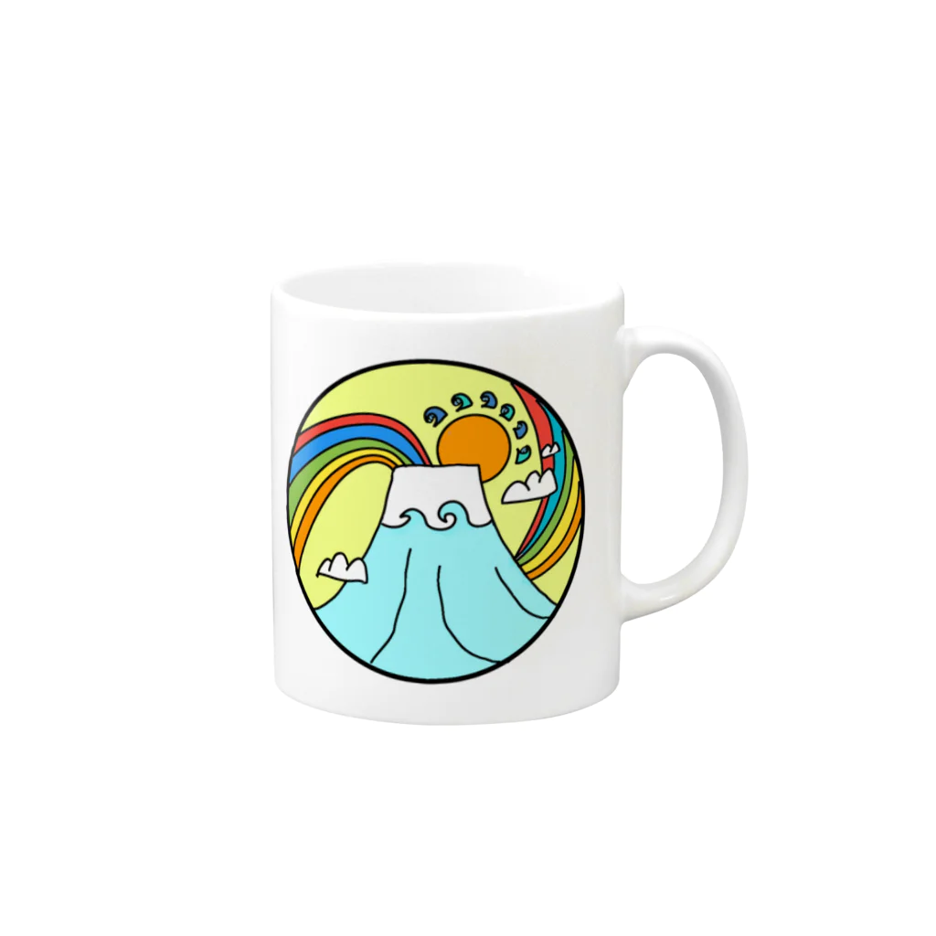 aloha_world_in_circleのjapan mount Fuji rainbow Mug :right side of the handle