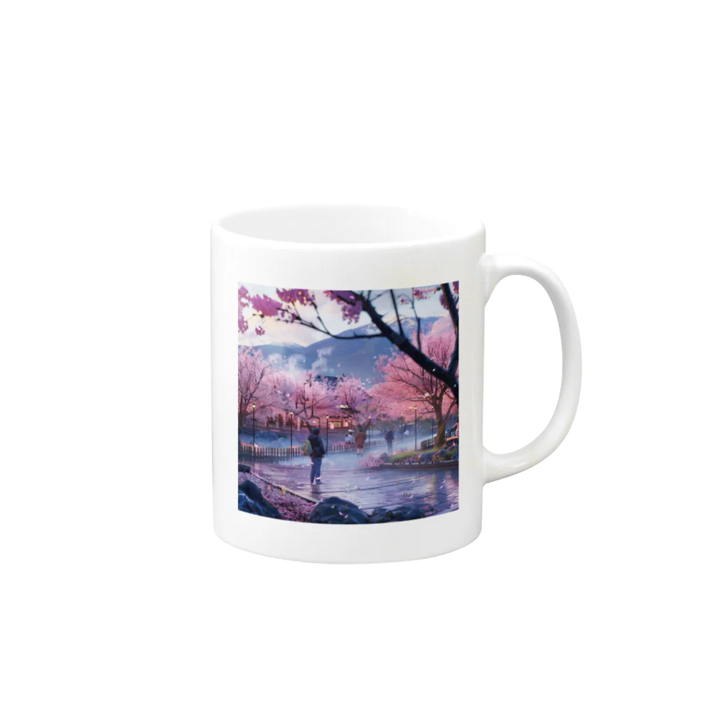 AQUAMETAVERSEの満開の桜を鑑賞する私 アメジスト 2846 Mug :right side of the handle