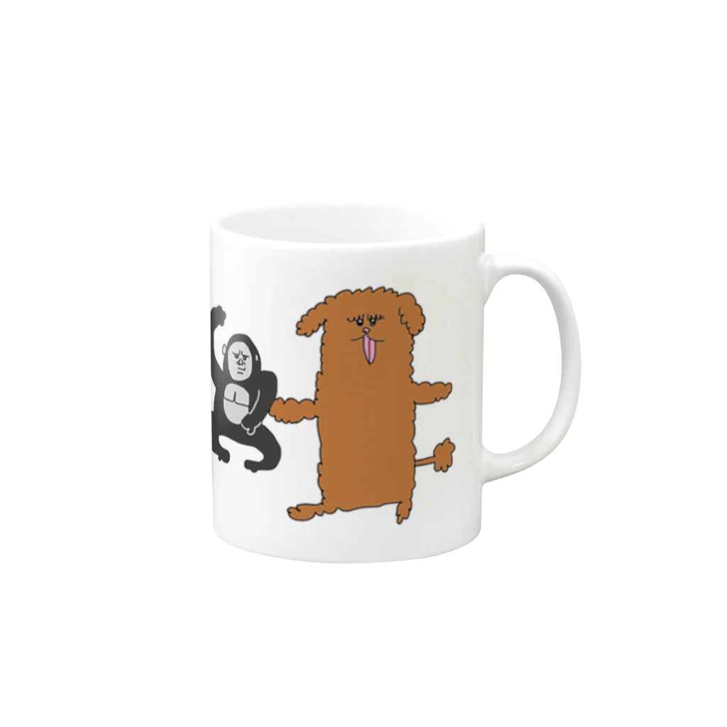 子供の言い訳の犬とゴリラ Mug :right side of the handle