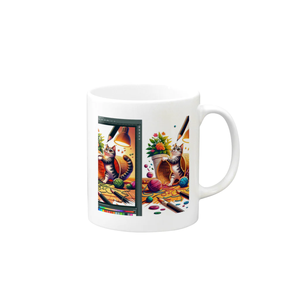 katohkouchiのCreate_an_illustration_of_a_mischievous_cat_gettin_mischievous_cat Mug :right side of the handle