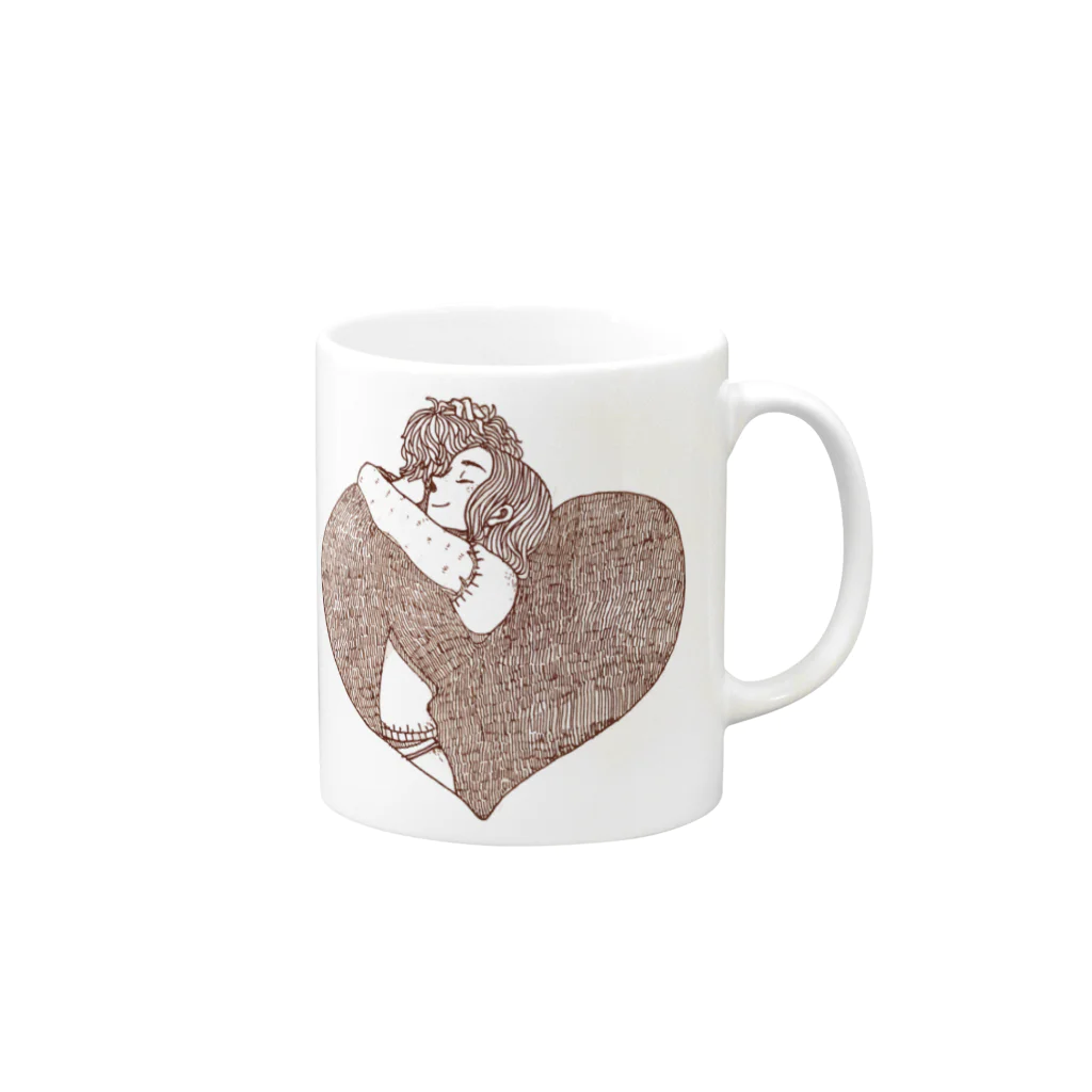 AMANDA SHOPのHUG (モノクロ) Mug :right side of the handle