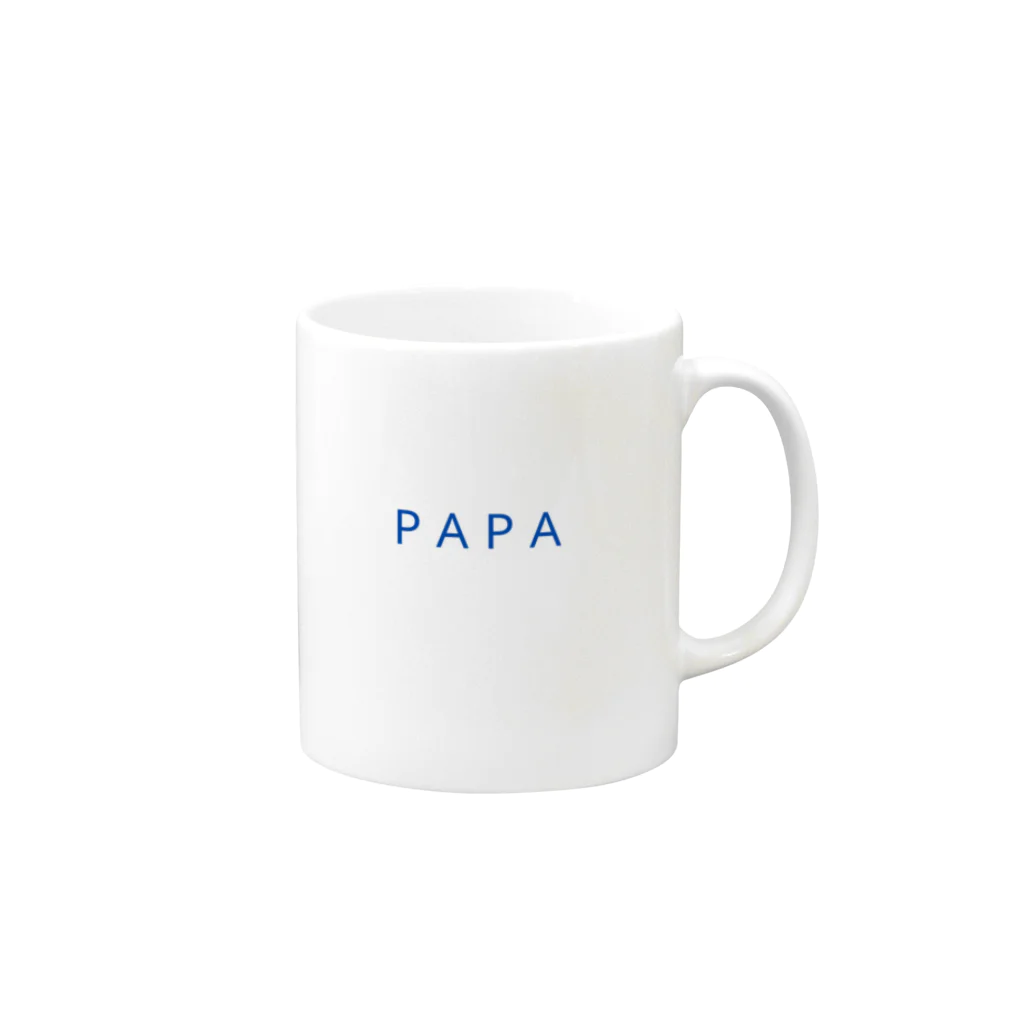 moiのPAPA（ブルー） マグカップの取っ手の右面