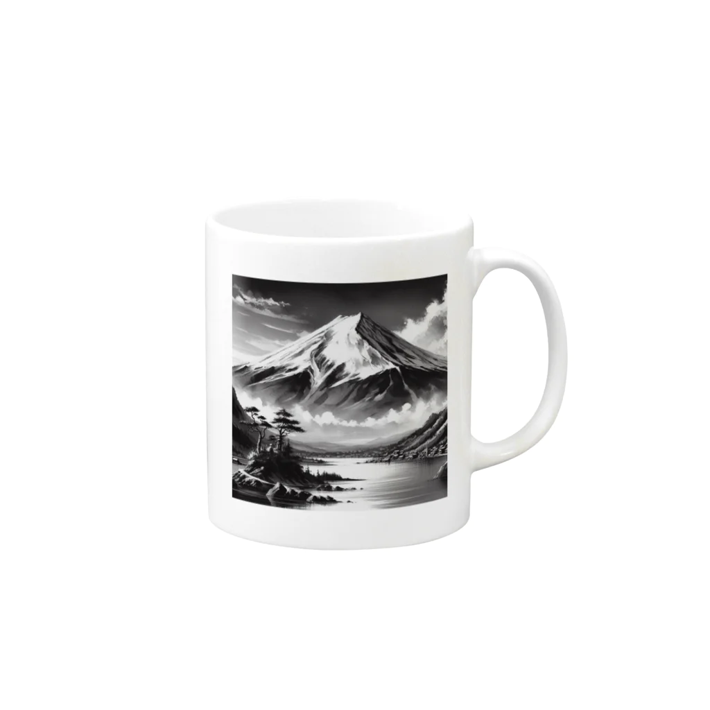 pimo244の水墨画富士山 Mug :right side of the handle