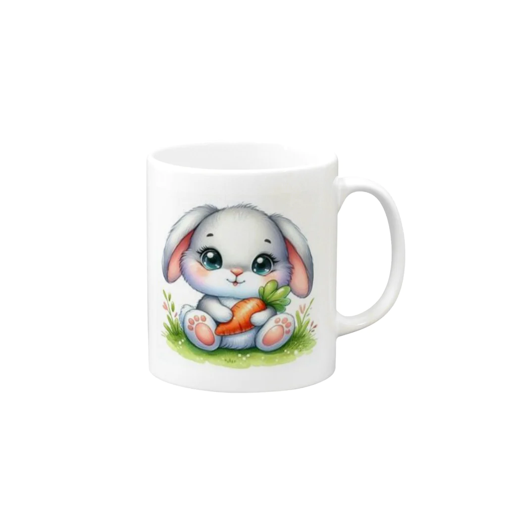 ぷっくりショップのうさかわいい Mug :right side of the handle