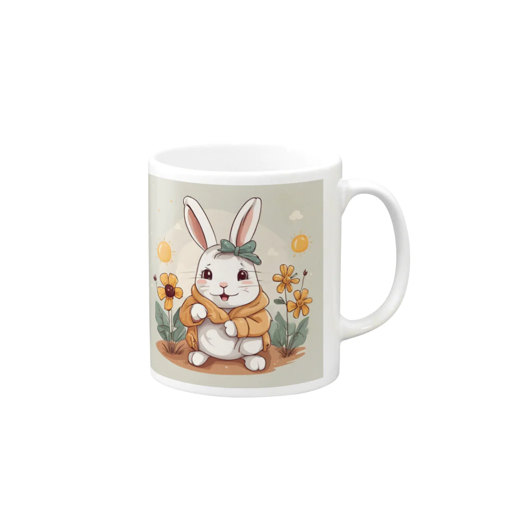 ぷっくりショップの耳が可愛いうさぎちゃん Mug :right side of the handle