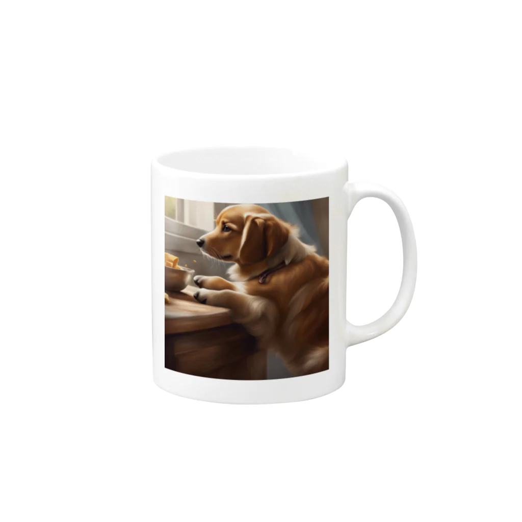 ponazuの帰りを待つ犬 Mug :right side of the handle