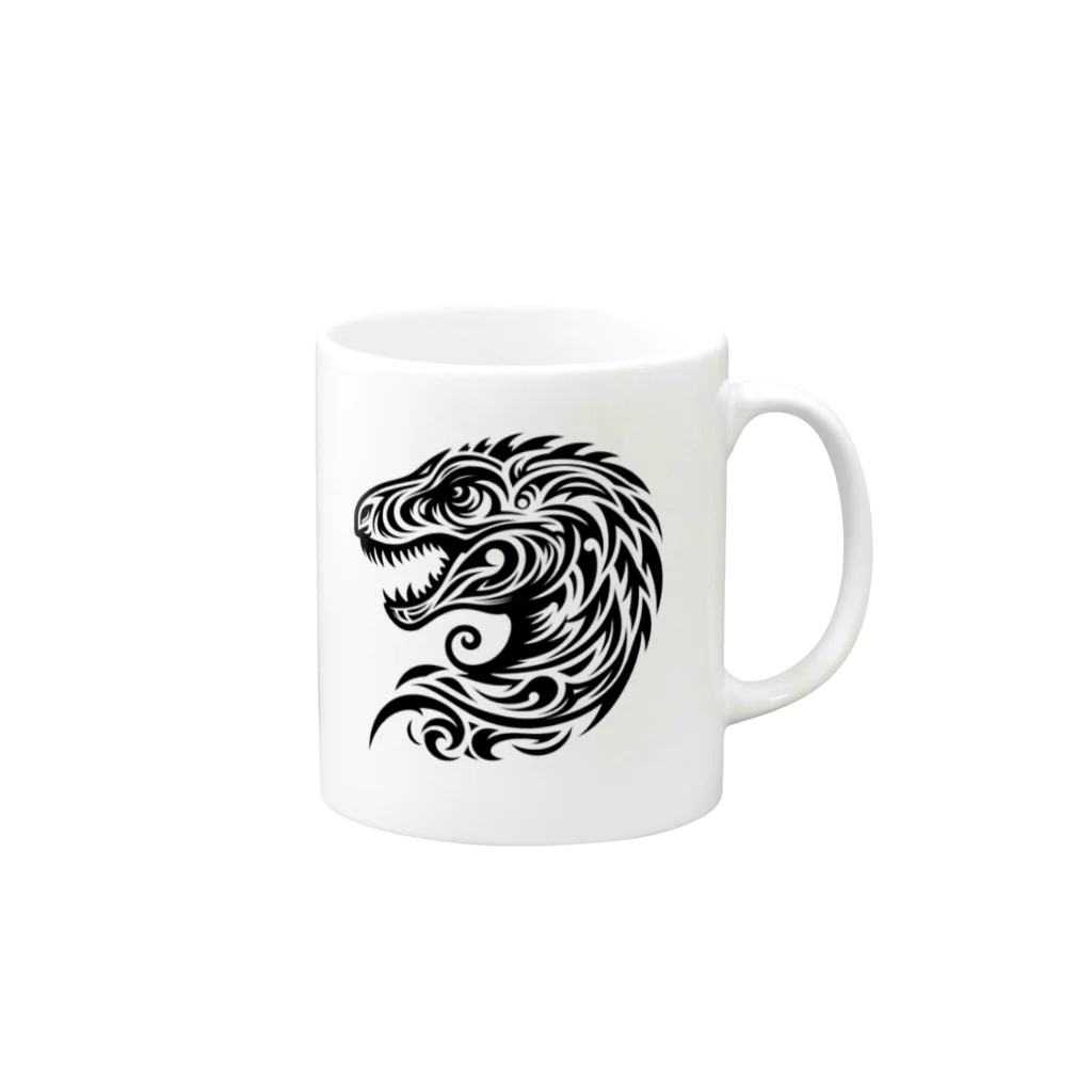 TRXのティラノサウルスのトライバル Mug :right side of the handle