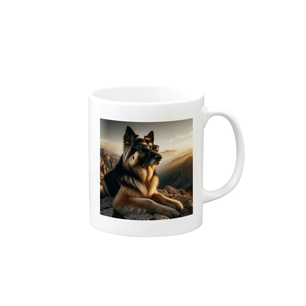 AQUAMETAVERSEのサングラスをかけた、かわいい犬 Marsa 106 Mug :right side of the handle