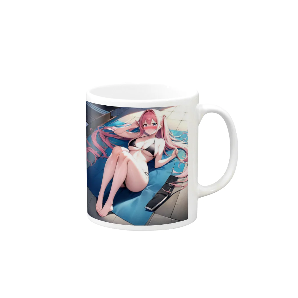 あなたに夢中の黒いビキニの女の子3（桃髪Ｖｅｒ．） Mug :right side of the handle