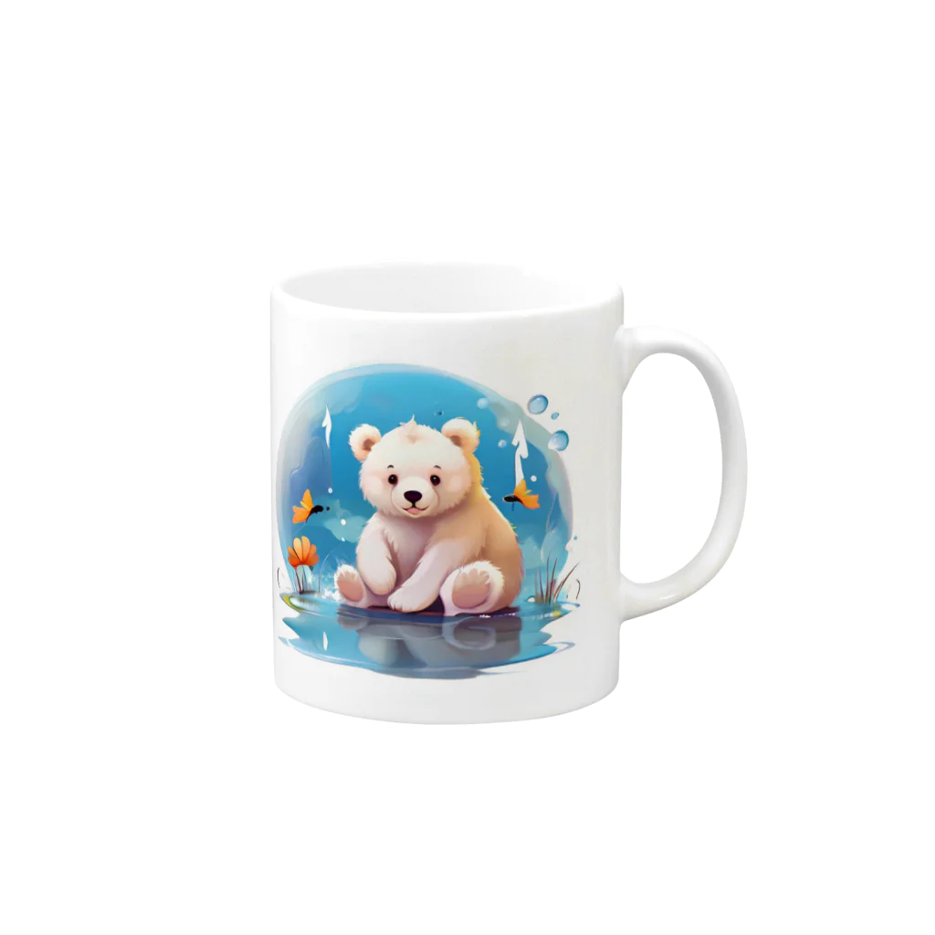 りんりんの可愛いシロクマちゃんショップ　かわいいよ！の池にいる白くま Mug :right side of the handle