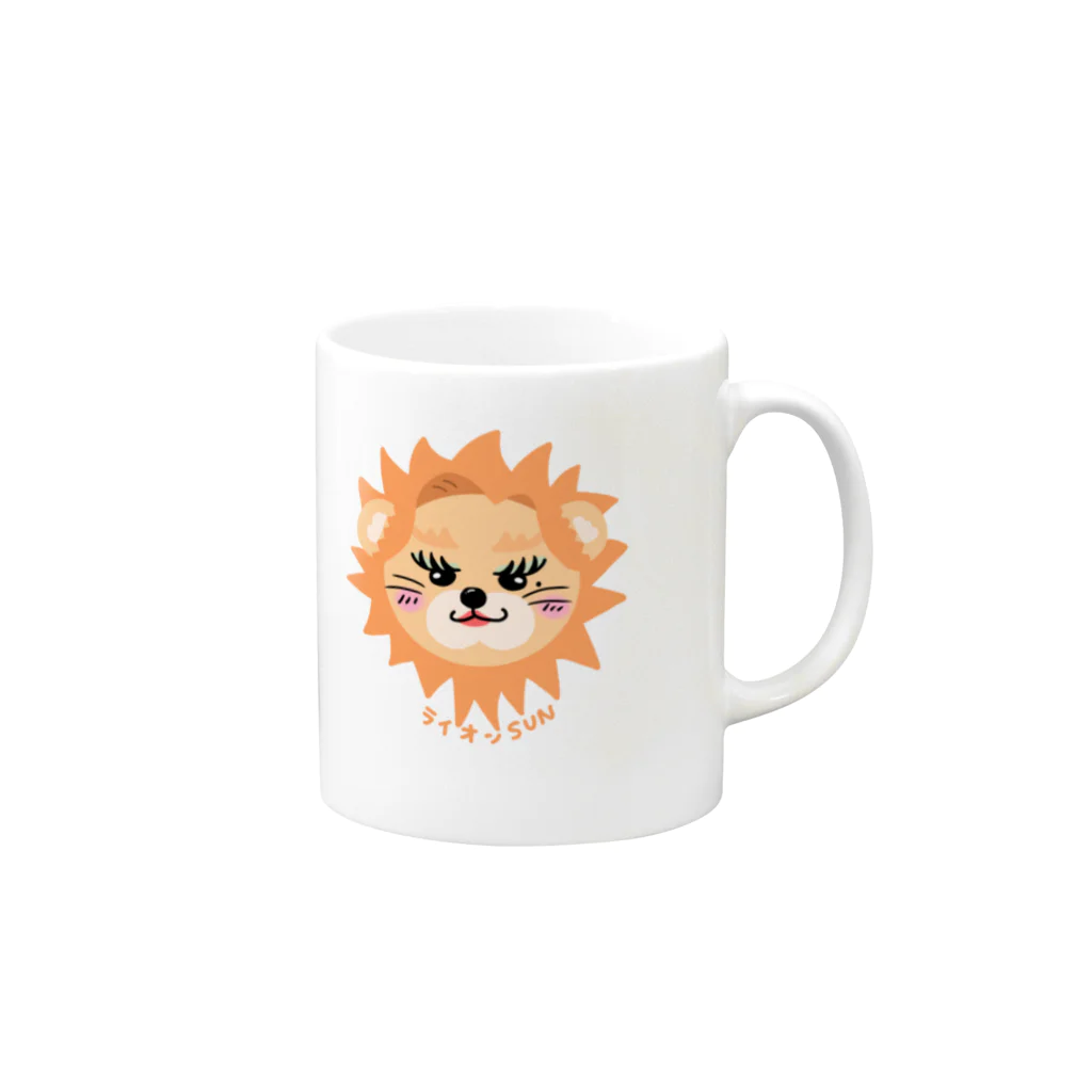 AKARI MACHIDAのライオンSUN Mug :right side of the handle