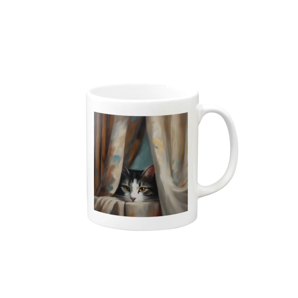 Heyyの窓辺の覗き猫🐱 Mug :right side of the handle