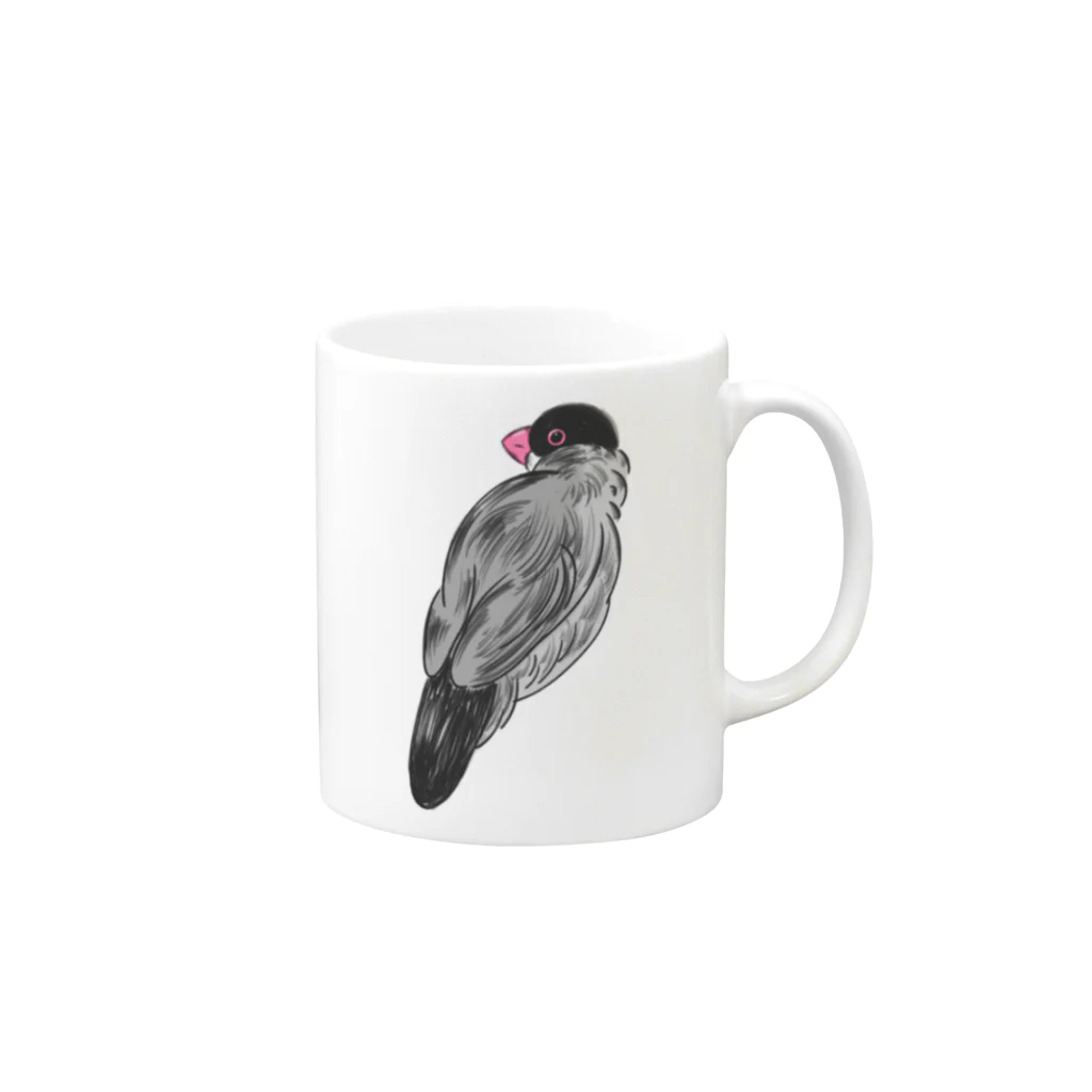 suzuaoのふさふさ文鳥くん Mug :right side of the handle