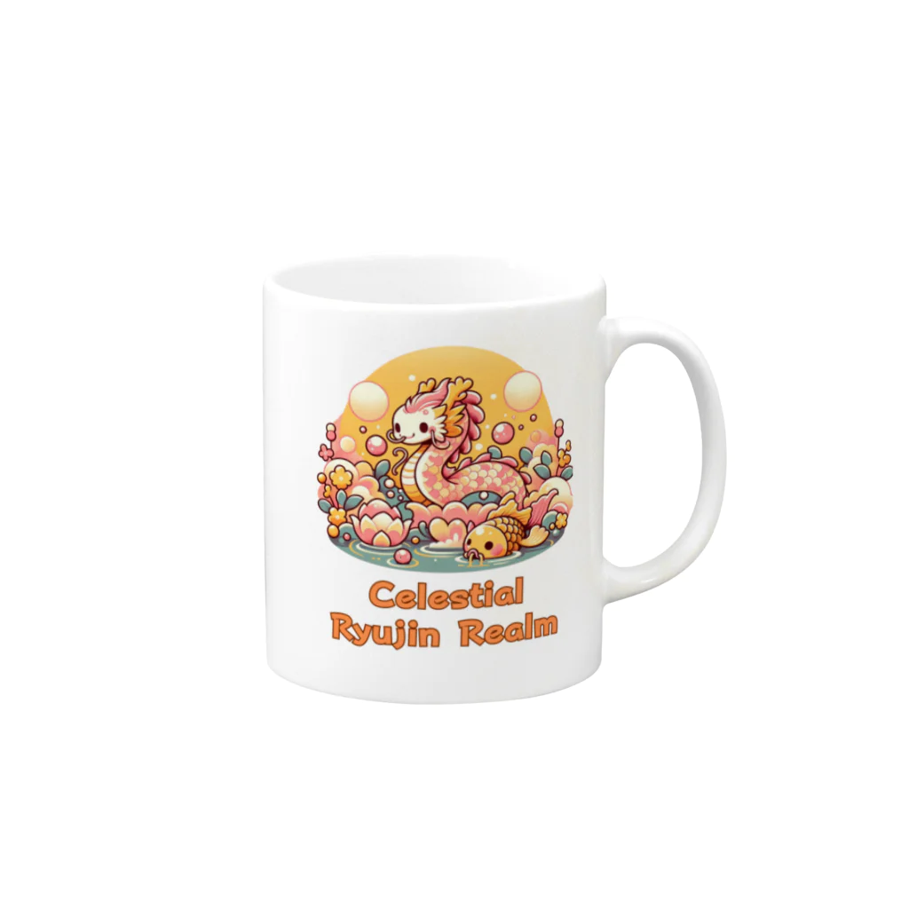 大江戸花火祭りのCelestial Ryujin Realm～天上の龍神社6 Mug :right side of the handle