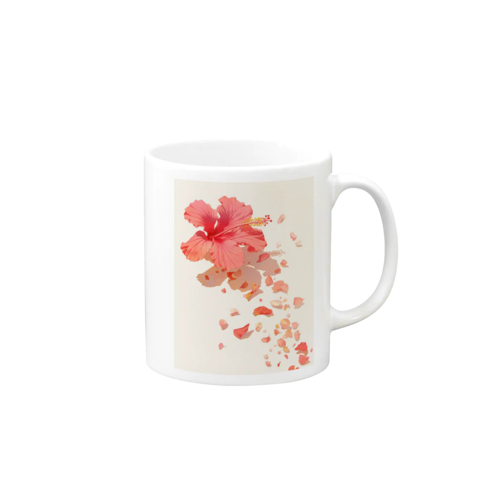 AQUAMETAVERSEのハイビスカスと花びらラフルール1859 Mug :right side of the handle