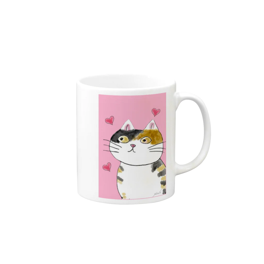 MIe-styleのみぃにゃんハートに囲まれて Mug :right side of the handle