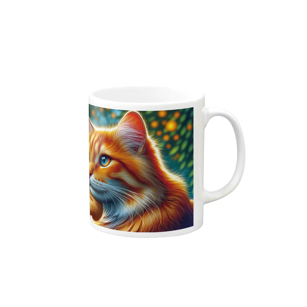 Ama'sのトラ猫Thinking Time Mug :right side of the handle