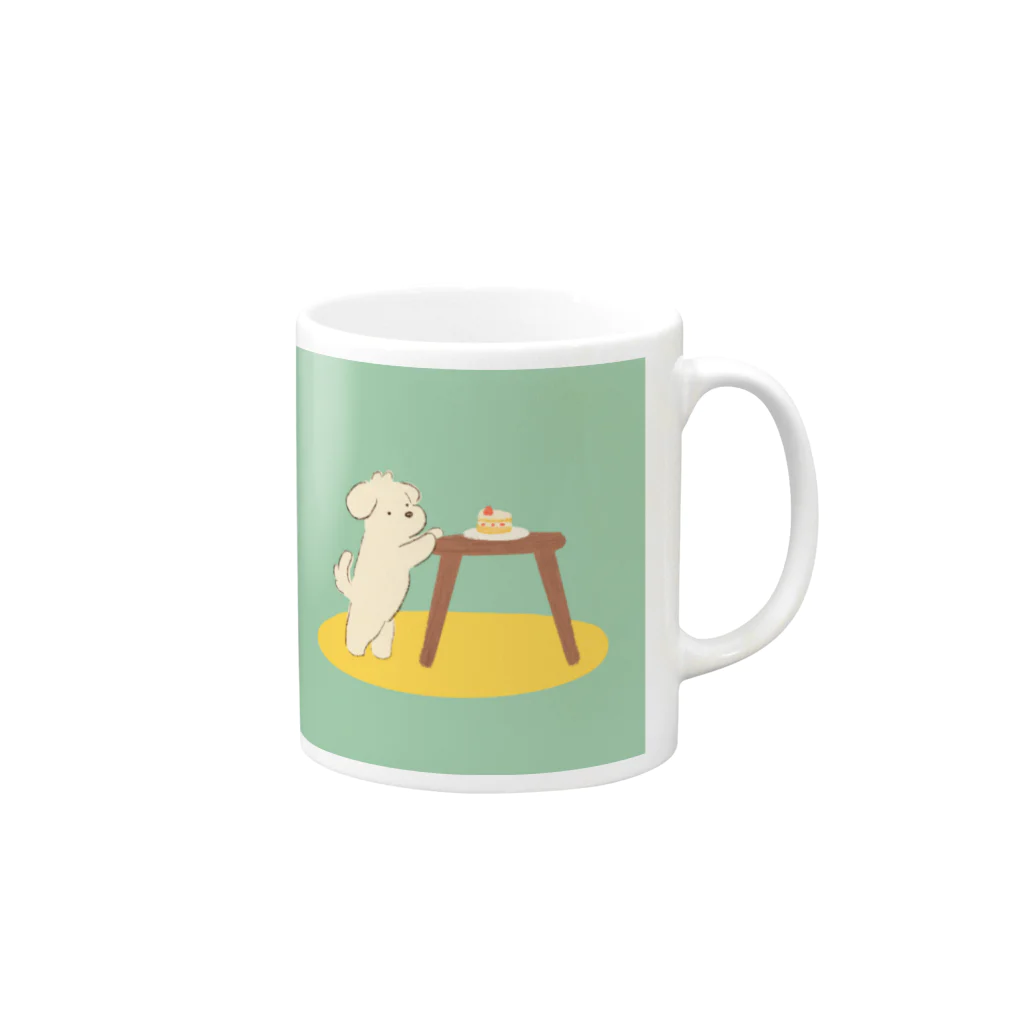 カレーライスのケーキが食べたい犬 Mug :right side of the handle