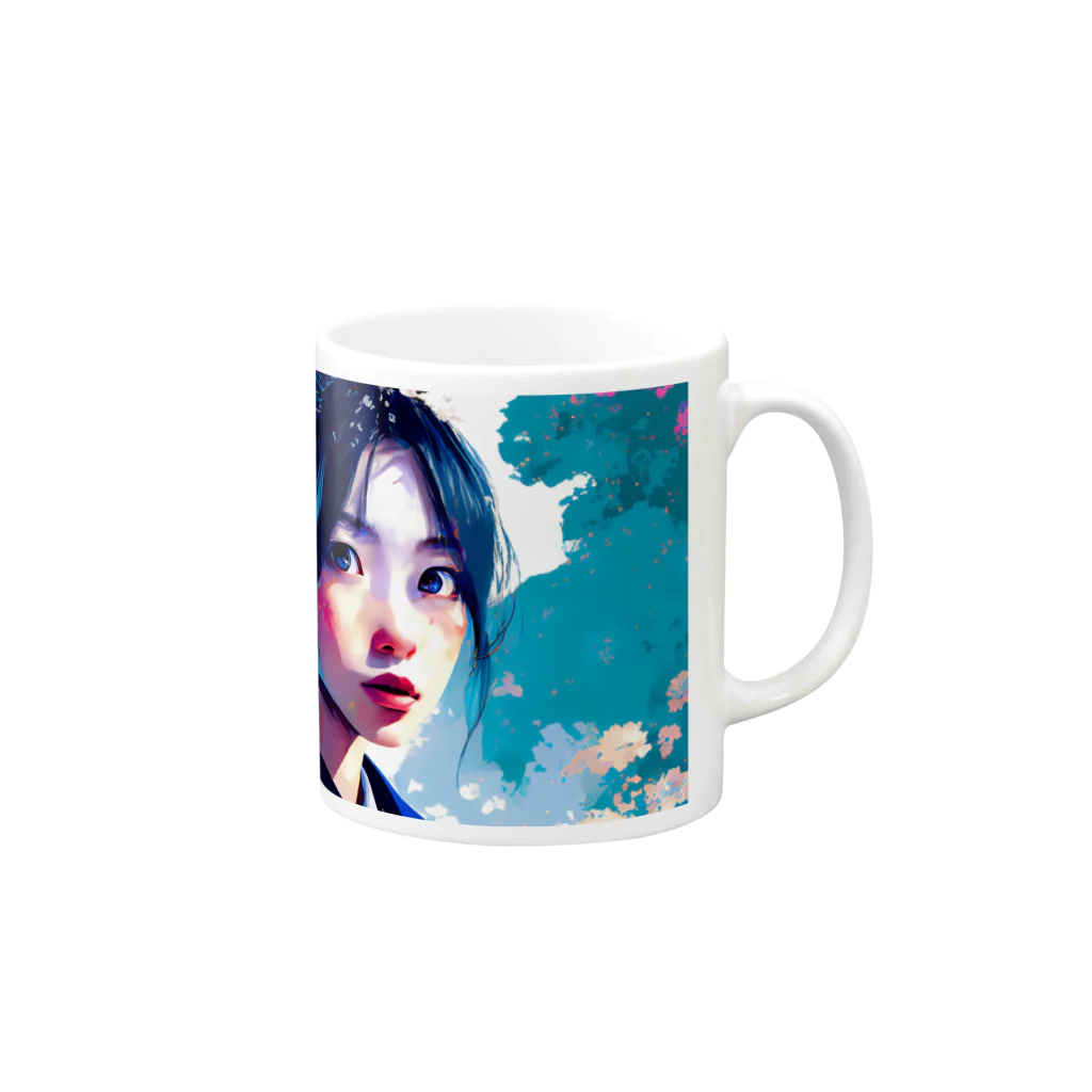 dou-douのblue girl Mug :right side of the handle