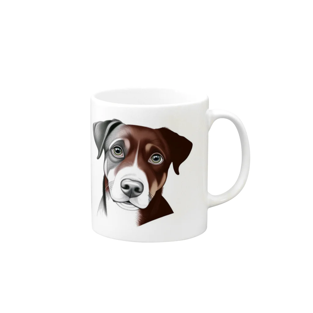 Ama'sのじっと見つめる犬さん Mug :right side of the handle