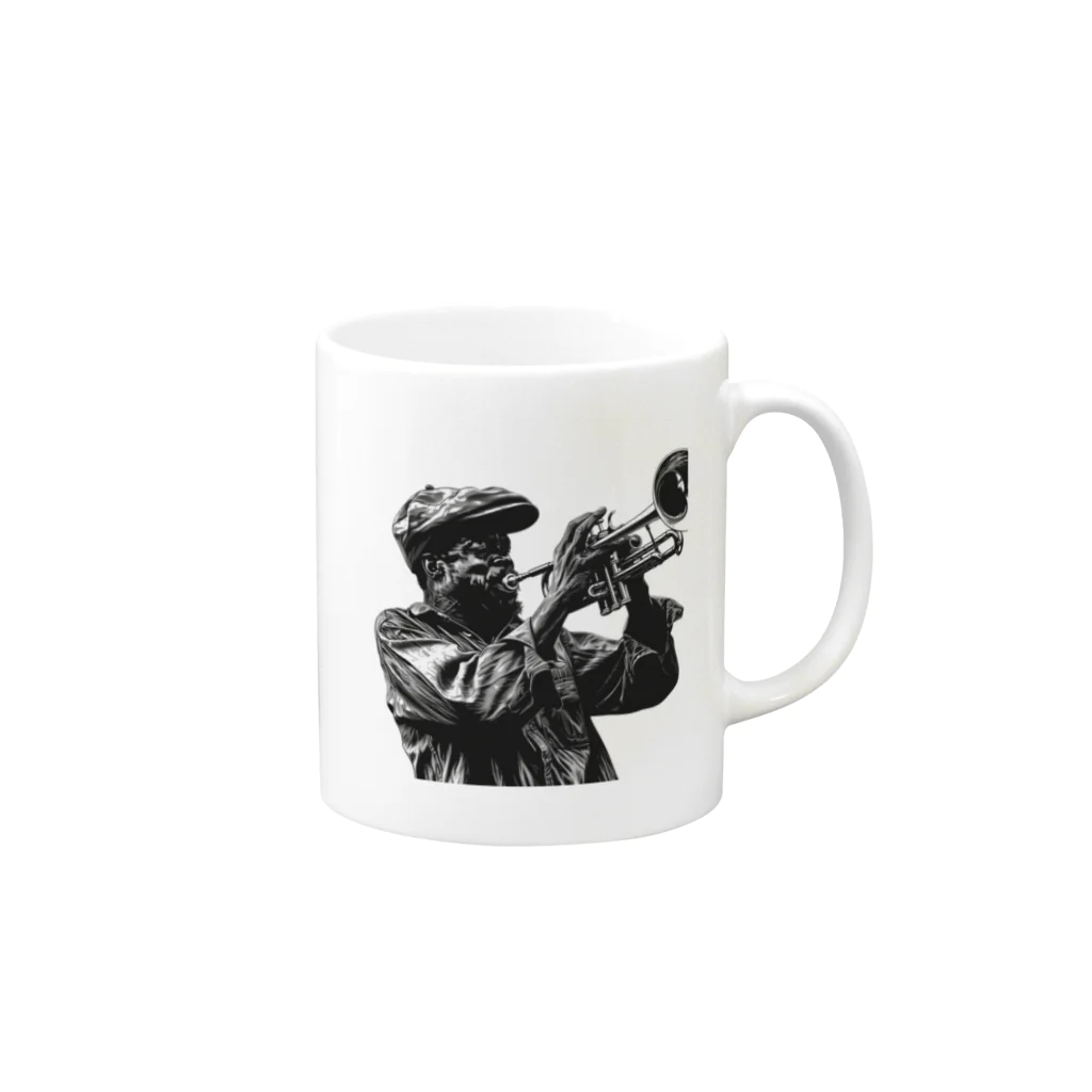 MistyStarkの黒人のトランぺッター Mug :right side of the handle