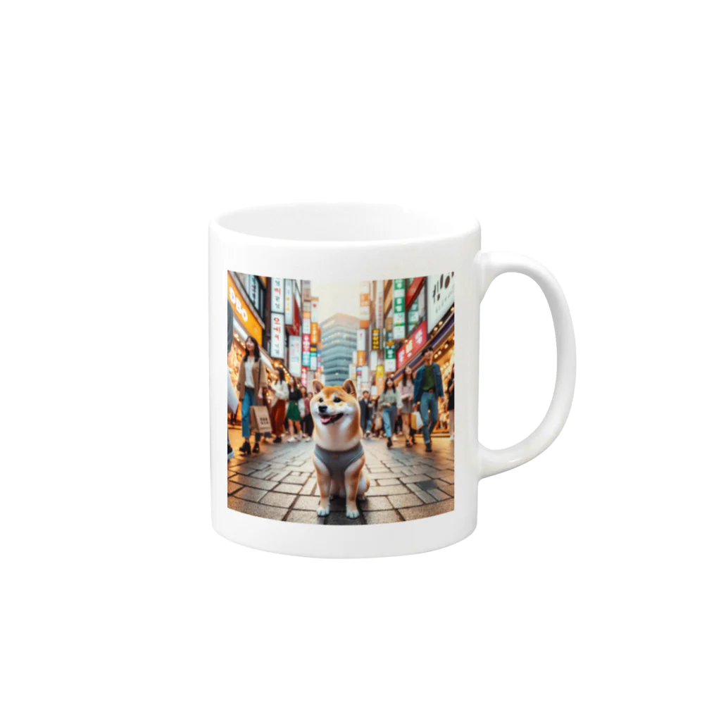 japantravelの柴犬のソウル散歩 Mug :right side of the handle