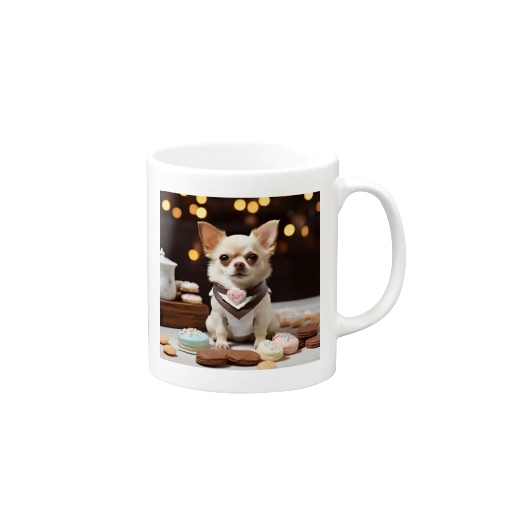 チワワ愛好家ショップの🎀チワワの幸せな一吠え🐕💓 - 心温まる家族の物語 Mug :right side of the handle