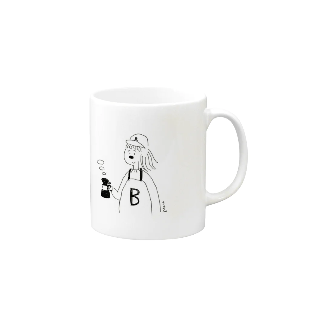 モノトンアルファベットのB子のコーヒー Mug :right side of the handle