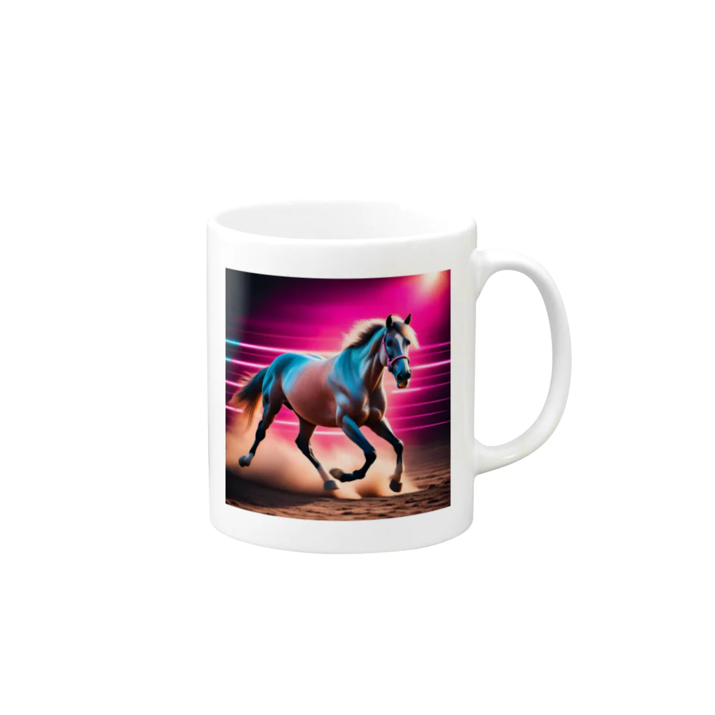 ★動物ショップ・kou2020★の馬4 Mug :right side of the handle