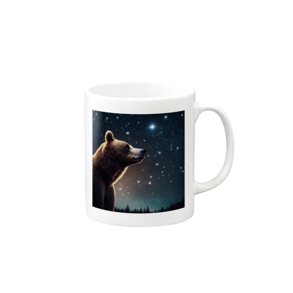 ビビッドストアの星を眺めるかわいい熊 Mug :right side of the handle