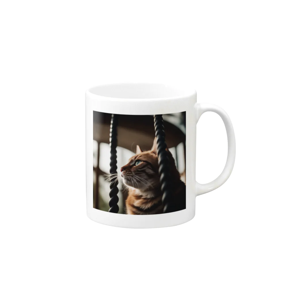 feliceのタワーに登っている猫 Mug :right side of the handle