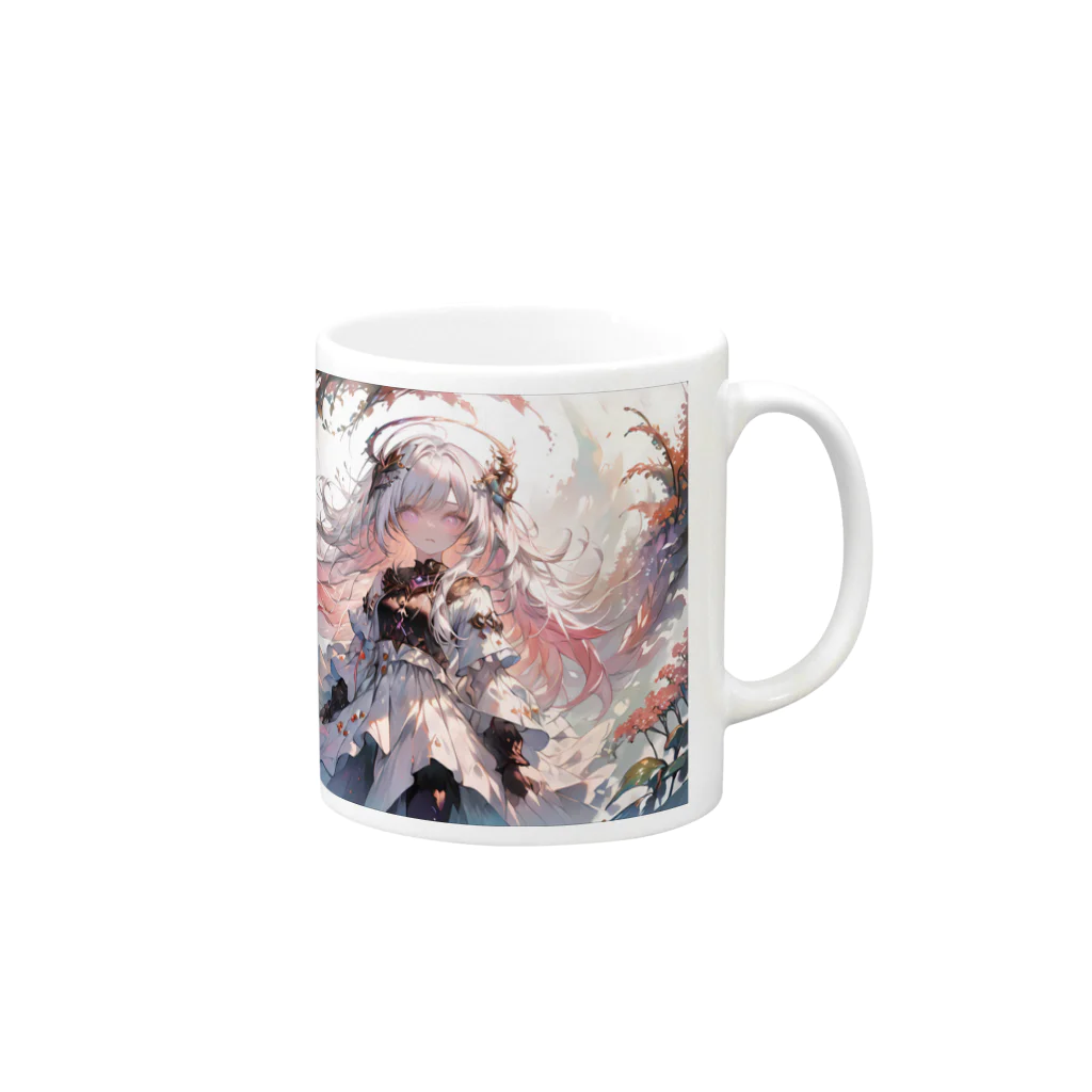 bellzetのWhite Pink Druid Mug :right side of the handle