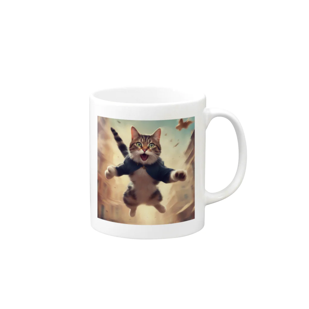 blackteaの躍動感のある猫 Mug :right side of the handle