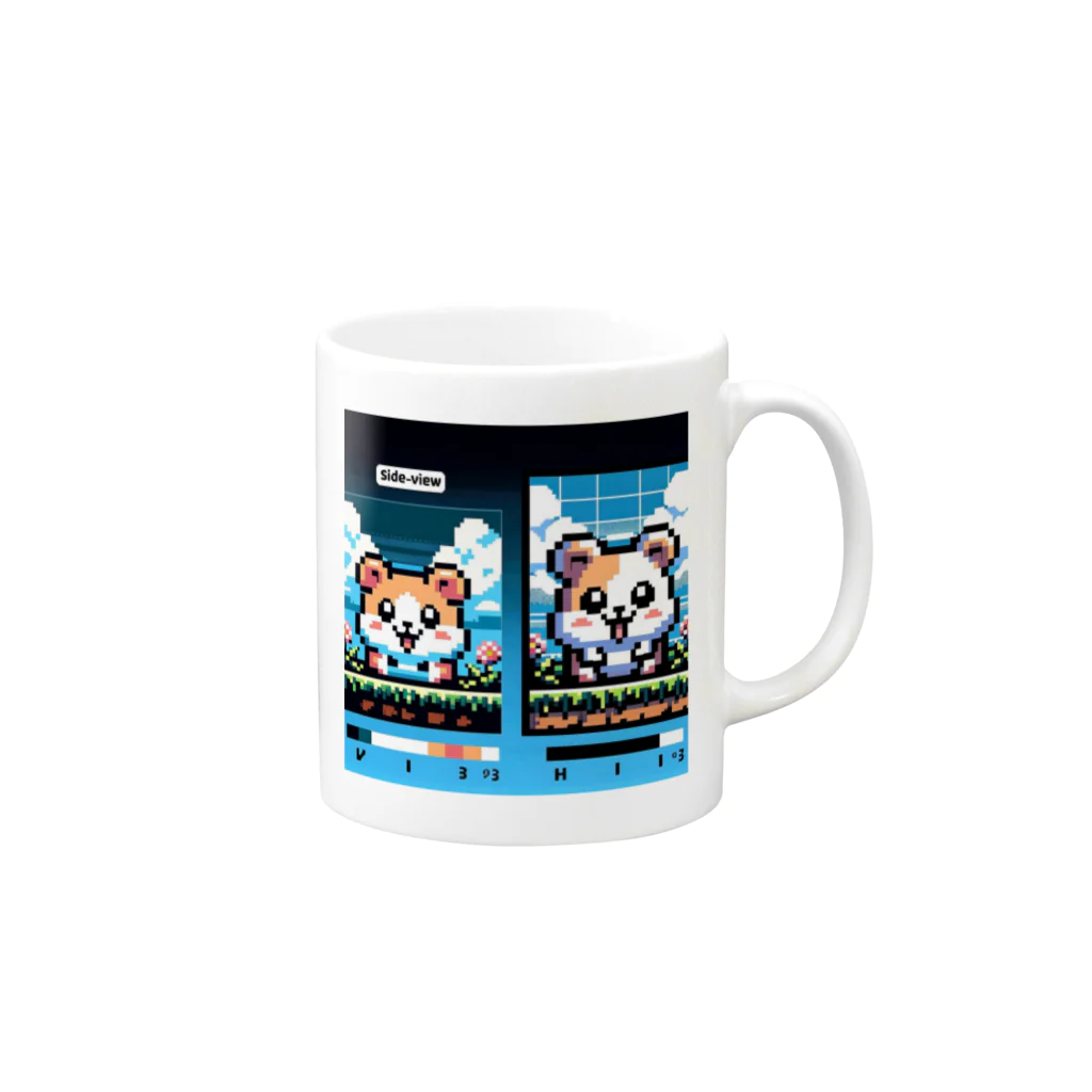 tsukino-utenaのドット絵・ハム二郎 Mug :right side of the handle