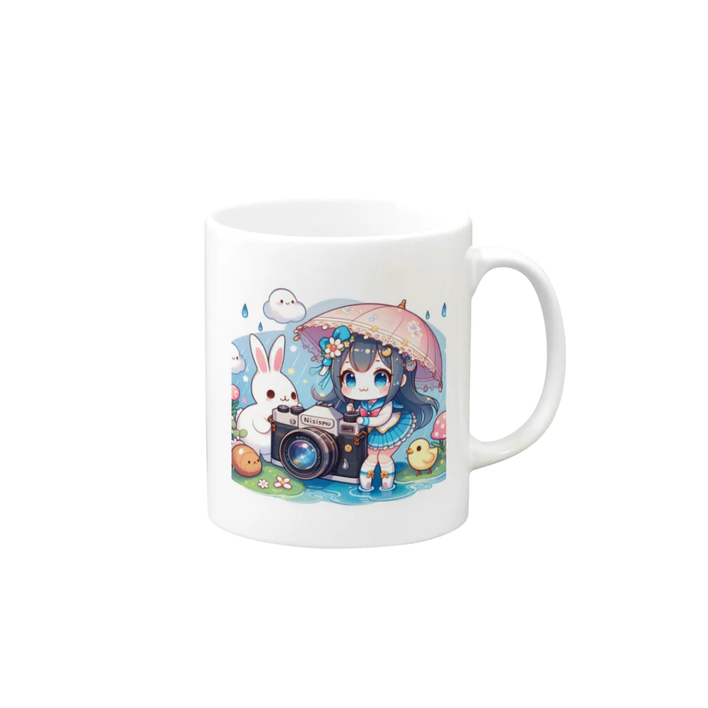 かるるんショップのカメラと傘とうさ耳少女とシリーズ　撮影 Mug :right side of the handle