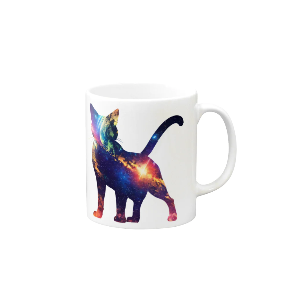 猫との風景の宇宙と猫001 Mug :right side of the handle