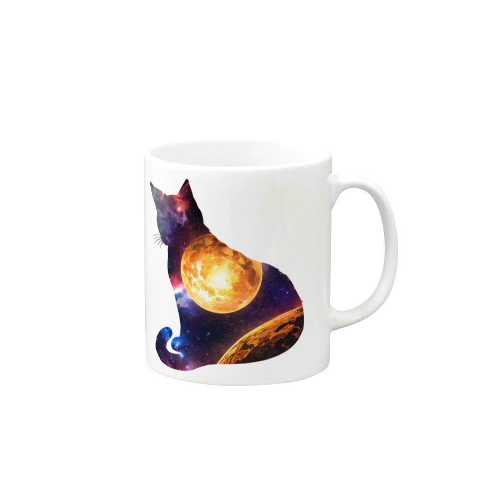 猫との風景の宇宙と猫002 Mug :right side of the handle