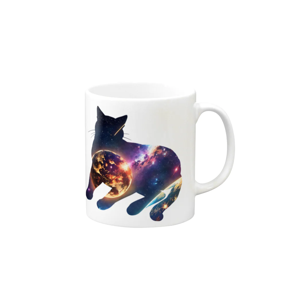 猫との風景の宇宙と猫003 Mug :right side of the handle