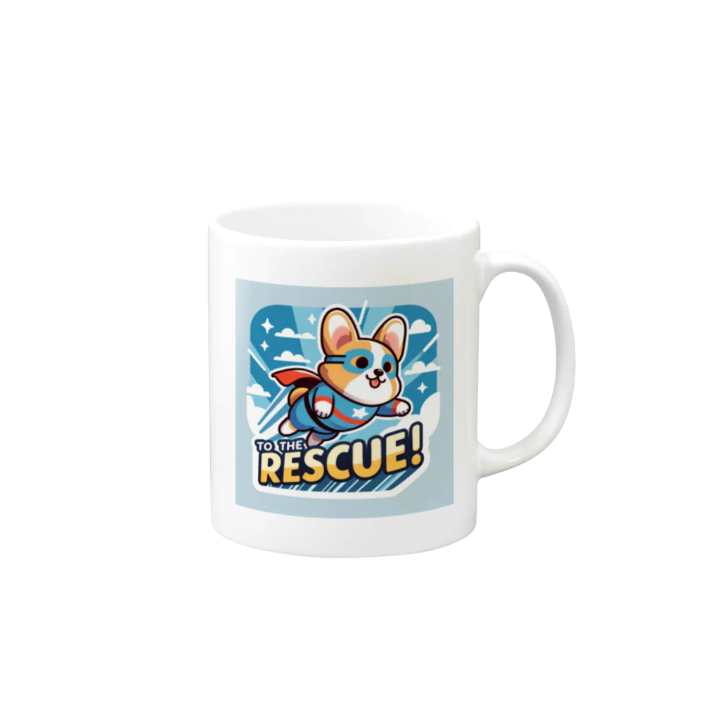 keikei5の柴犬の可愛らしいレスキュー犬 Mug :right side of the handle