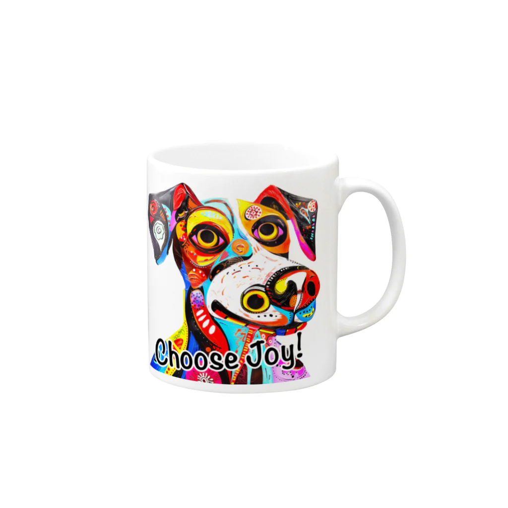 G.O.A.T.designの華やかな色合いが目を引く可愛らしい犬 Mug :right side of the handle