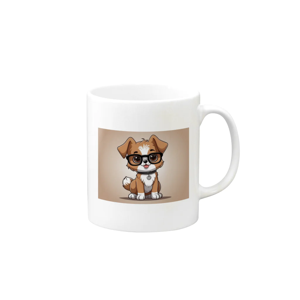 Khisakiの犬　カワイイ　眼鏡をかけている Mug :right side of the handle