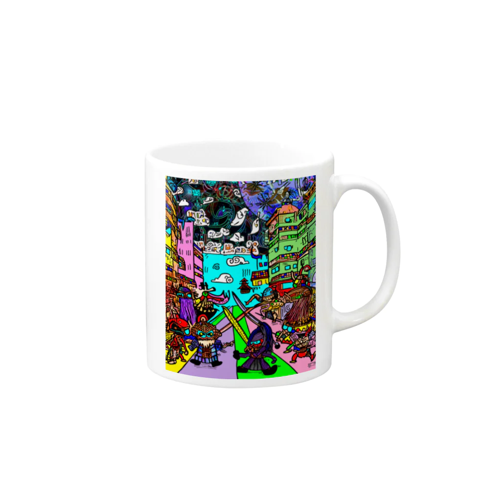 Ａ’ｚｗｏｒｋＳの宇宙人類皆兄弟 VERTICAL Mug :right side of the handle