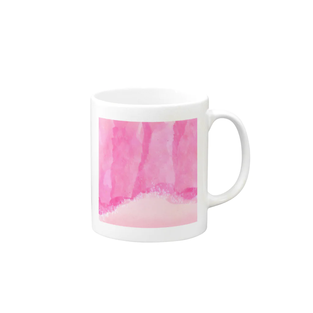 ピンク系水彩画の水彩 ベビーピンク Mug :right side of the handle