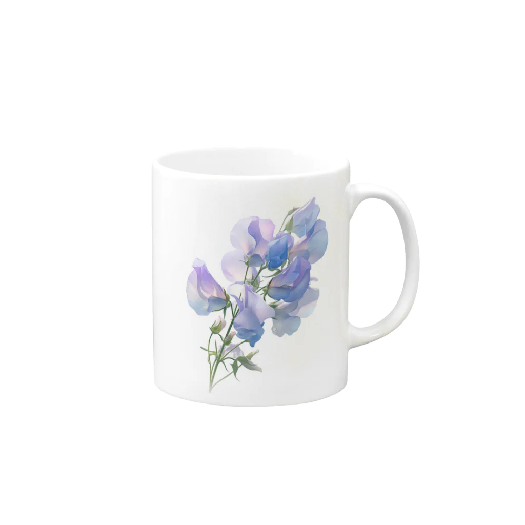 AQUAMETAVERSEのブルーパプルの色のスイトピー　なでしこ1478 Mug :right side of the handle